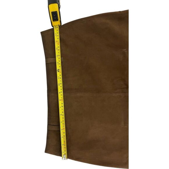 Massimo Dutti Womens Straight Skirt L Large Brown Suede Goatskin 5319/849 NWT - Picture 5 of 13